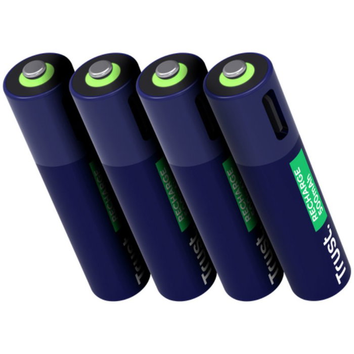 Trust Pilas AAA recargables USB-C 500 mAh pack de 4 unidades 25671